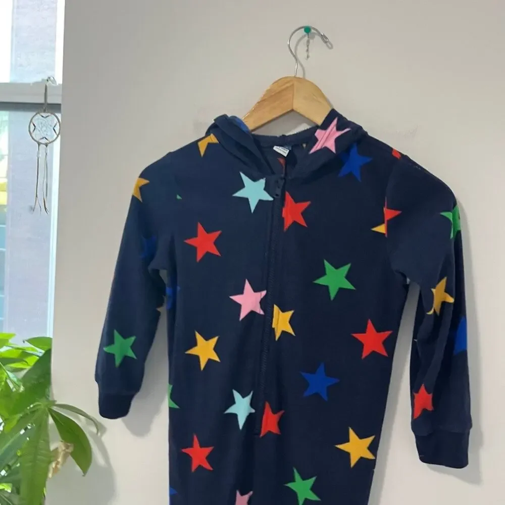 Old Navy Kid's Star Print Fleece Hooded Onesie Size Small 6-7